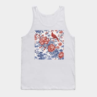 Blue and red chinoiserie toile de jouy Tank Top